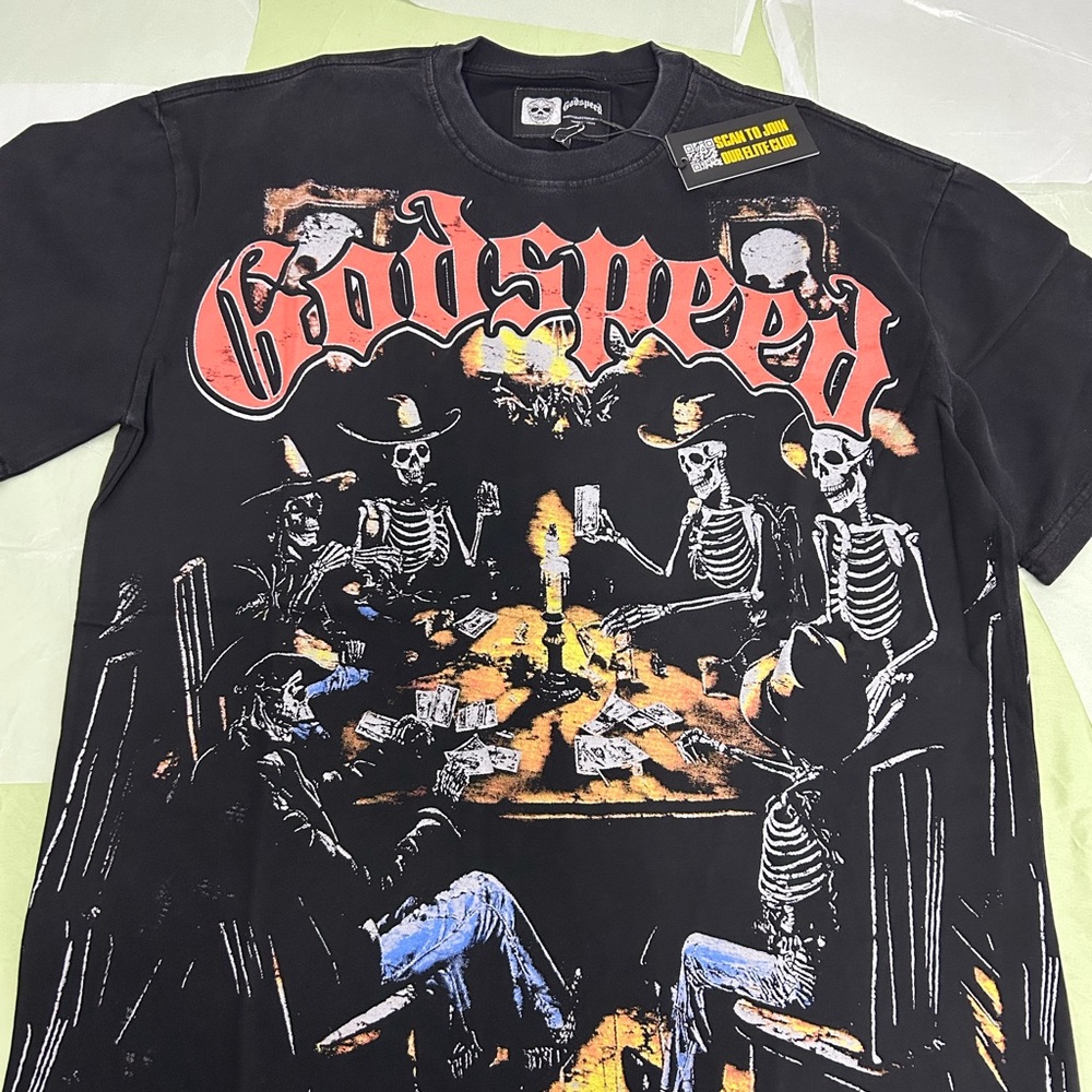 Godspeed Black Graphic Tee - Skeleton Poker Design